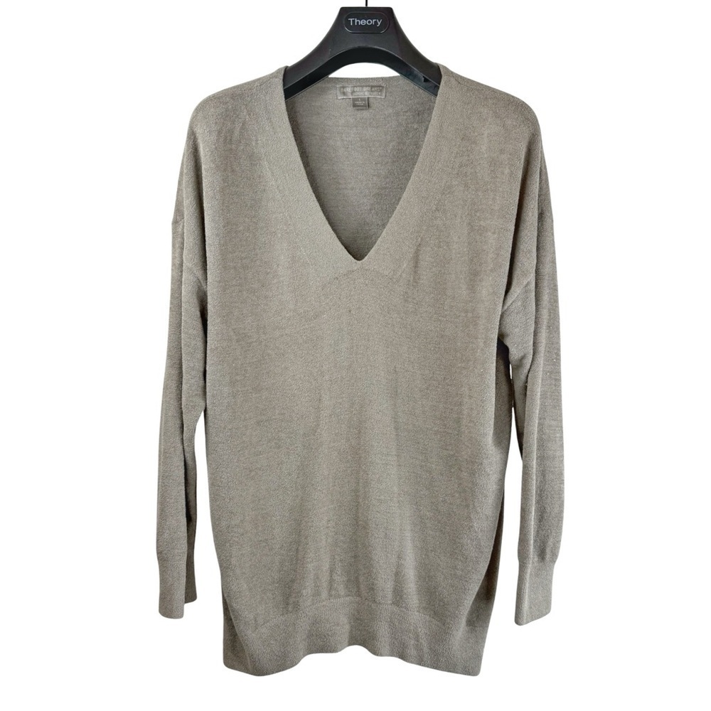 BAREFOOT DREAMS Men's Grey/Clay Color Luxury V Neck Loungewear Top So Soft S